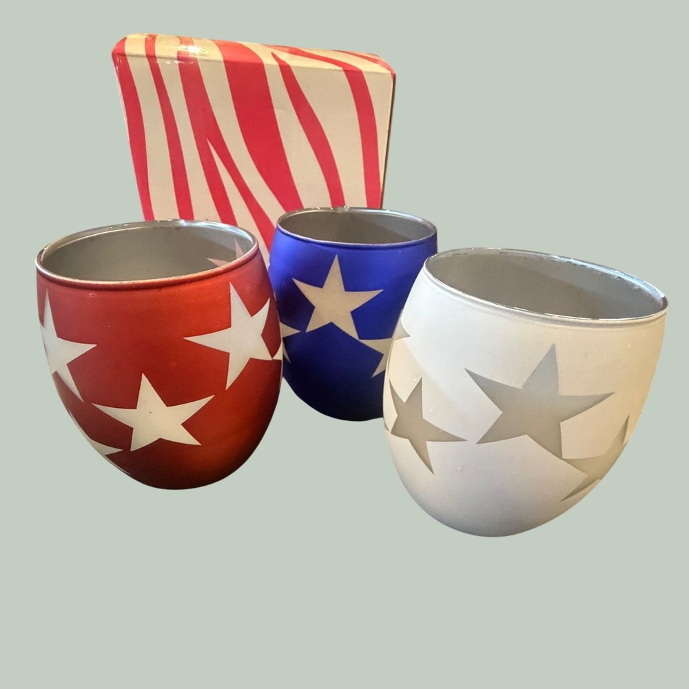 Pink Zebra Retired Patriotic Stars Stripes Candle Wax Melt Votives Party Decor
